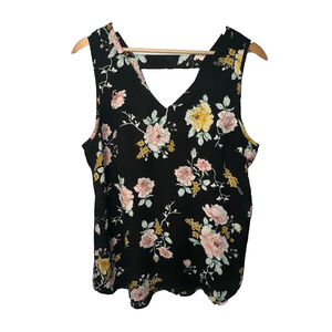 Maurices Medium Black Floral Tank Top